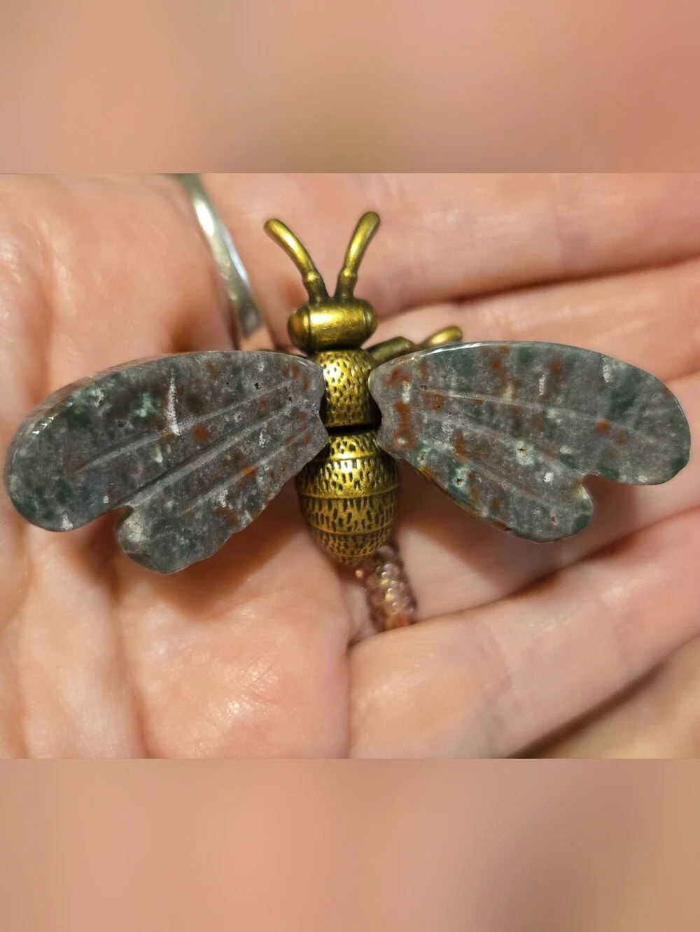 African Bloodstone & Brass Bee